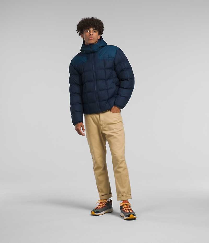 Navy The North Face Lhotse Reversible Hoodie Men's Puffer Jacket | MALAYSIA FIYOCV