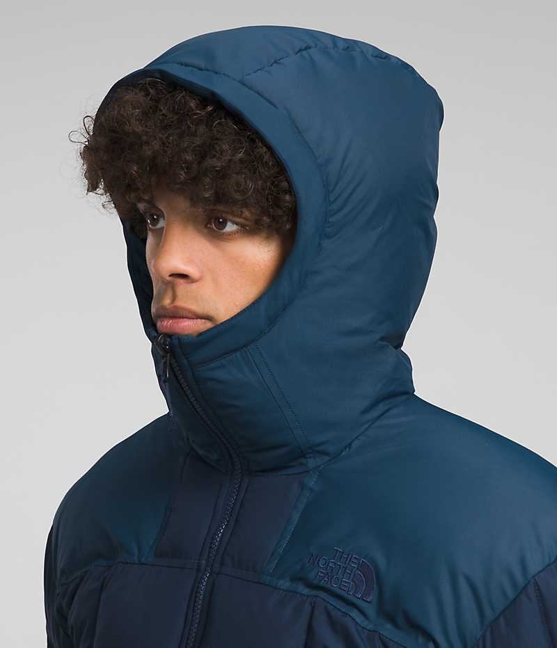 Navy The North Face Lhotse Reversible Hoodie Men's Puffer Jacket | MALAYSIA FIYOCV