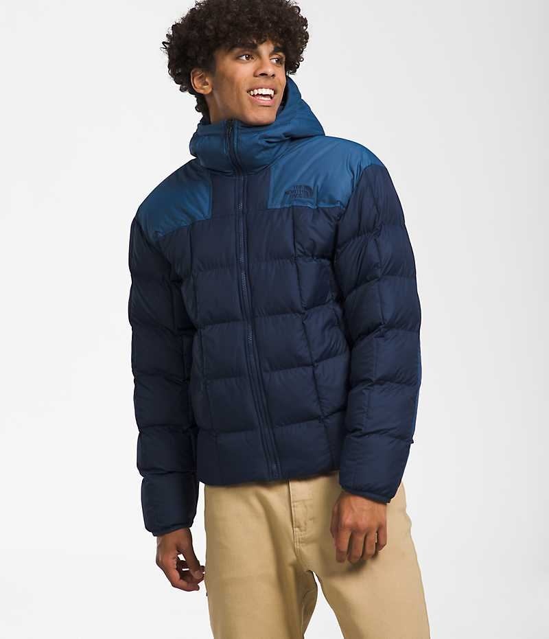 Navy The North Face Lhotse Reversible Hoodie Men\'s Puffer Jacket | MALAYSIA FIYOCV