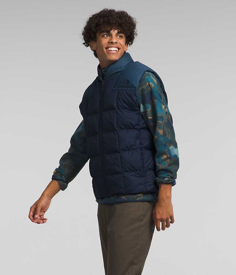 Navy The North Face Lhotse Reversible Men's Down Vest | MALAYSIA HONTBP