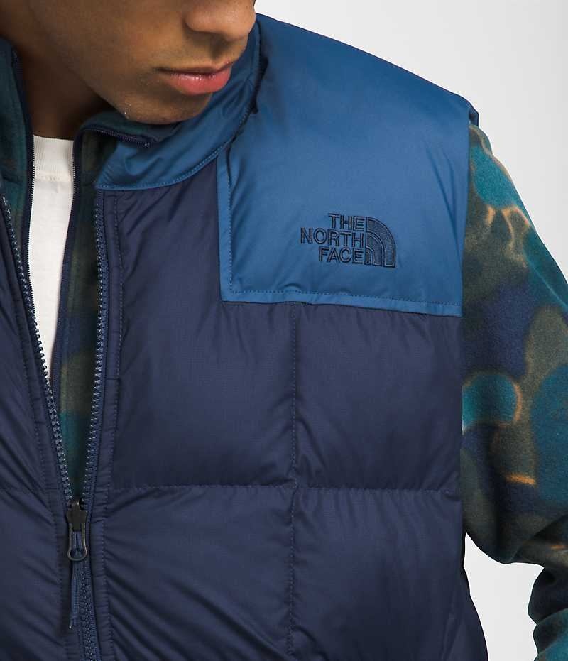 Navy The North Face Lhotse Reversible Men's Down Vest | MALAYSIA HONTBP