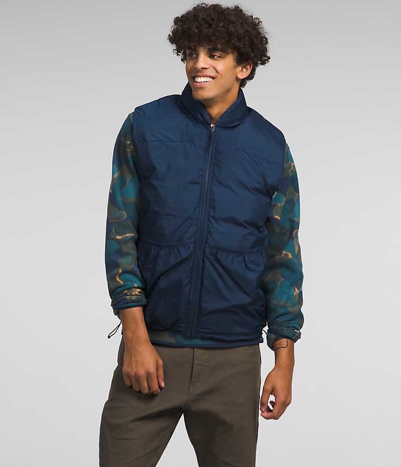 Navy The North Face Lhotse Reversible Men's Down Vest | MALAYSIA HONTBP