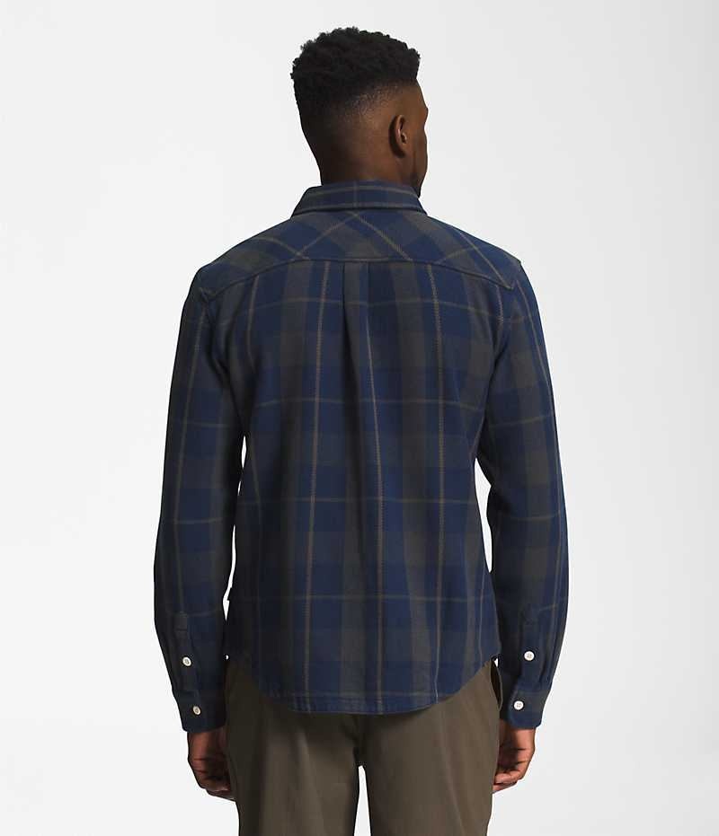 Navy The North Face Valley Twill Flannel Men's Shirt | MALAYSIA VRWCQB