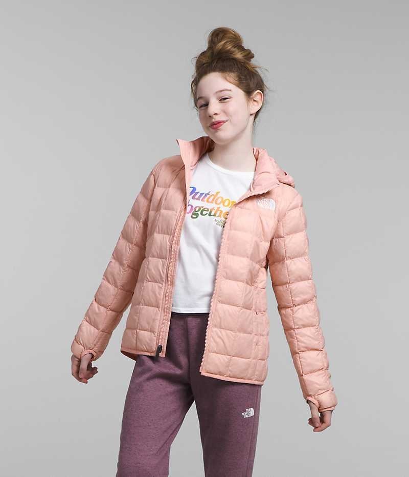 Pink The North Face ThermoBall™ Hooded Girls\' Puffer Jacket | MALAYSIA AEDBRG