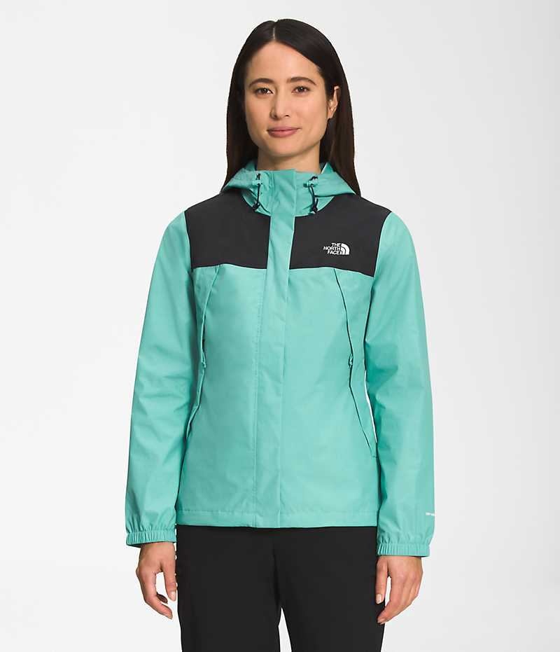 Turquoise The North Face Antora Women\'s Rain Jacket | MALAYSIA XSFEBM