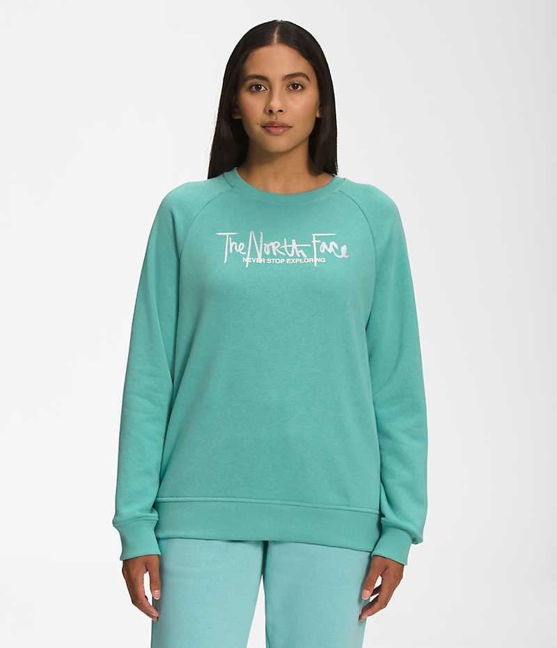 Turquoise The North Face Graphic Injection Crew Women\'s Pullover | MALAYSIA ZDBMGV