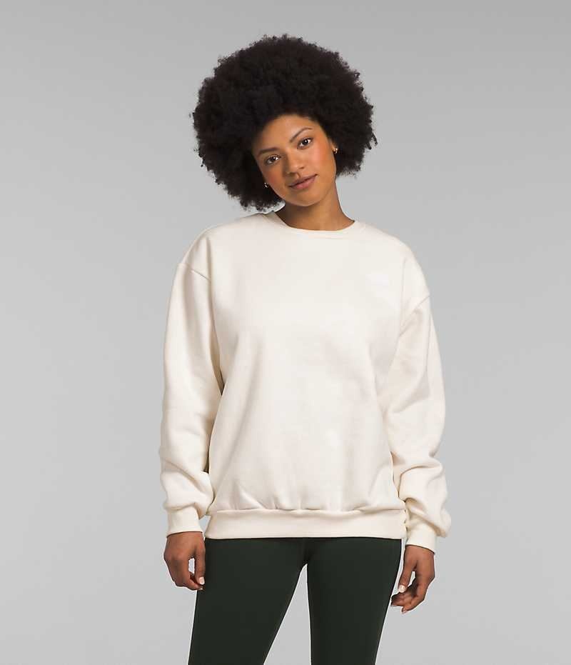 White The North Face Felted Fleece Crew Women\'s Pullover | MALAYSIA HFNTAC