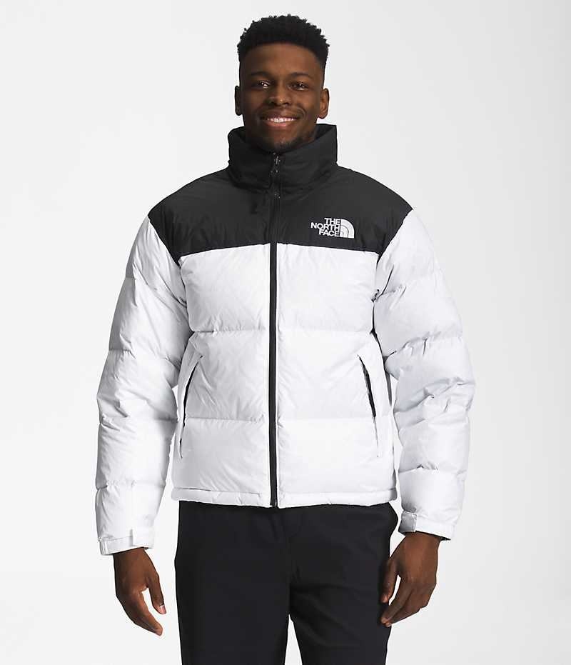 White / Black The North Face 1996 Retro Nuptse Men\'s Puffer Jacket | MALAYSIA DHZPMC