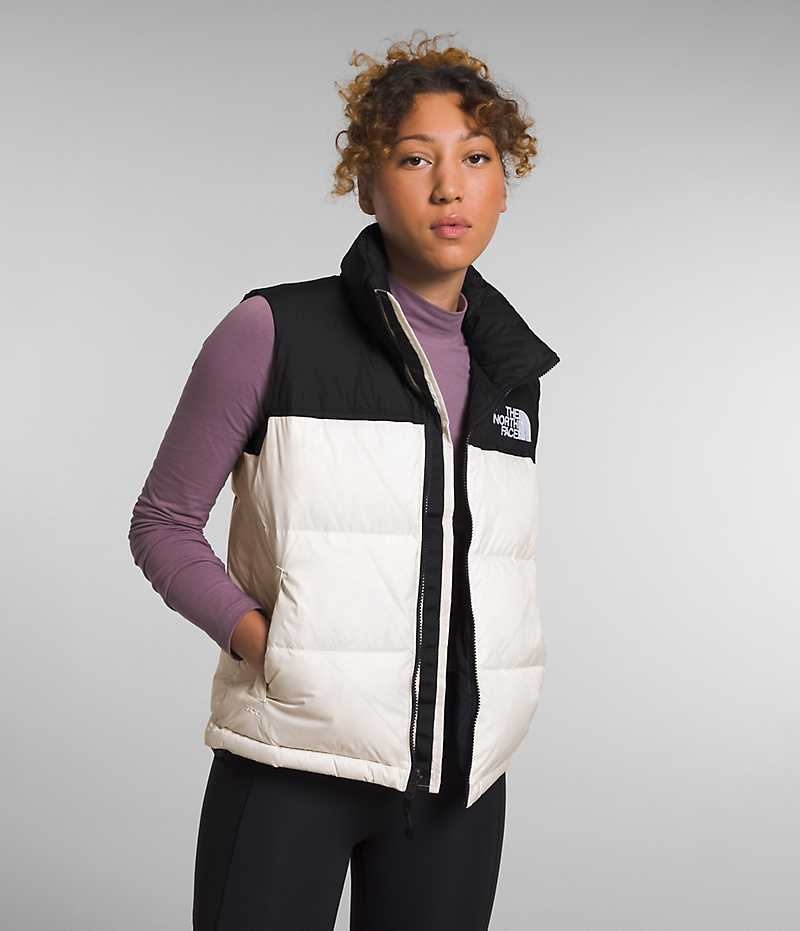 White / Black The North Face 1996 Retro Nuptse Women\'s Down Vest | MALAYSIA BMPUZH