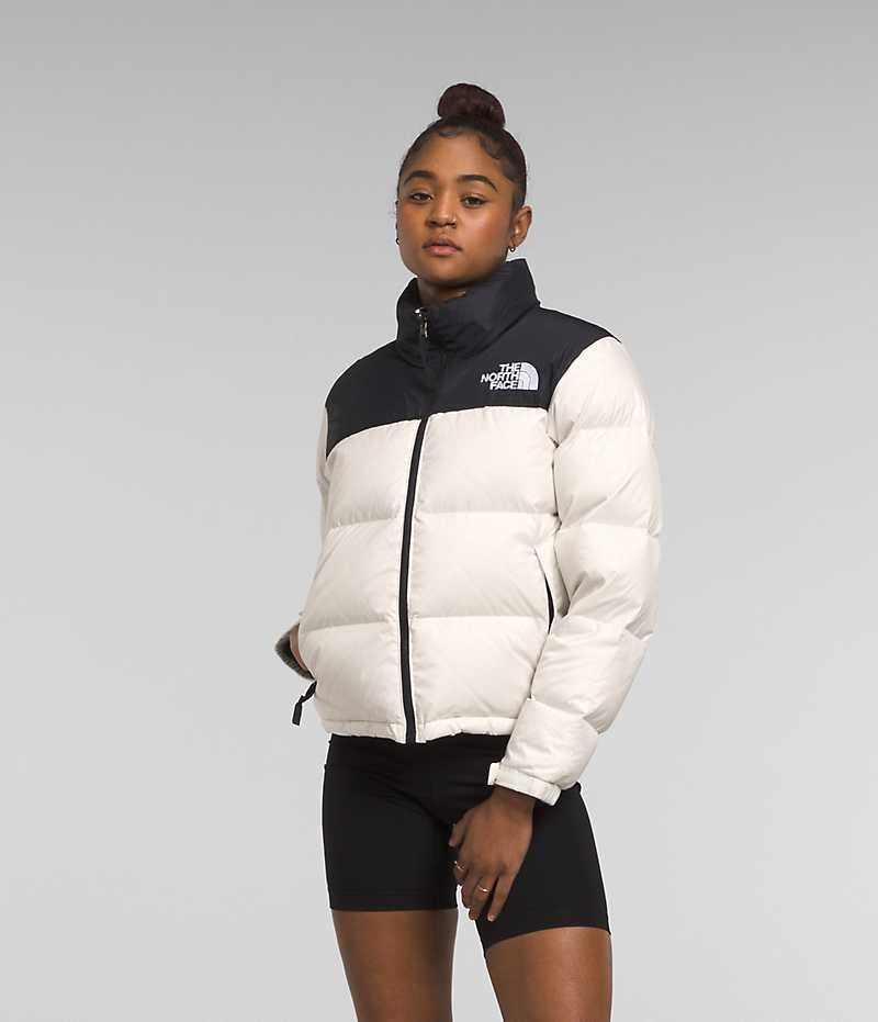 White / Black The North Face 1996 Retro Nuptse Women\'s Puffer Jacket | MALAYSIA MCPNFG