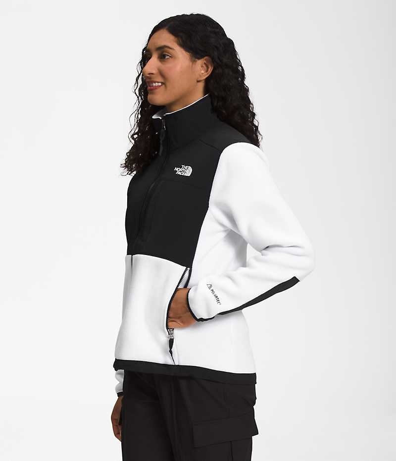 White / Black The North Face Denali Women's Fleece Jacket | MALAYSIA ZWRUMX