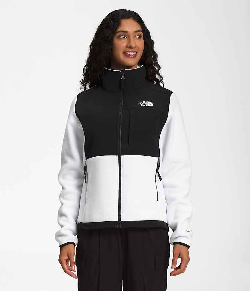 White / Black The North Face Denali Women\'s Fleece Jacket | MALAYSIA ZWRUMX